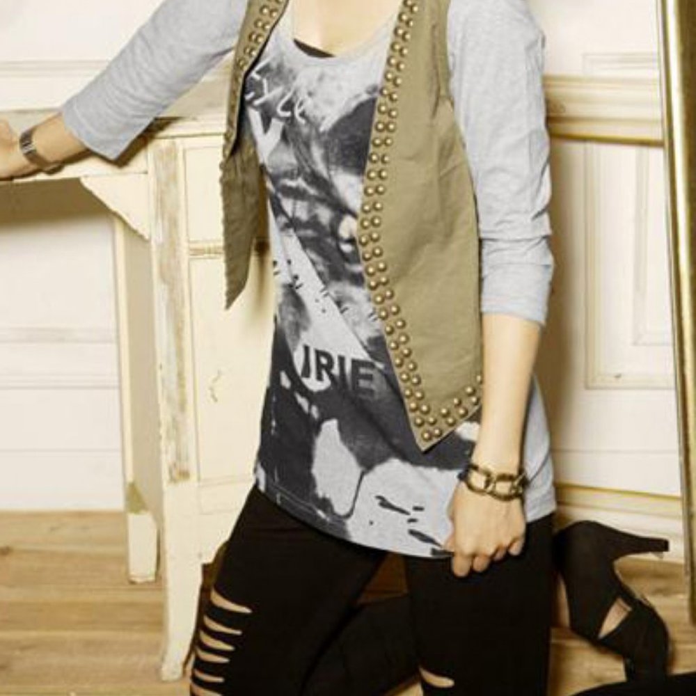 Film print 3/4 Sleeve Graphic T-shirt
